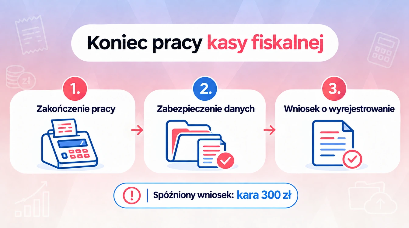 Wyrejestrowanie kasy fiskalnej: zakończenie pracy, zabezpieczenie danych i wniosek